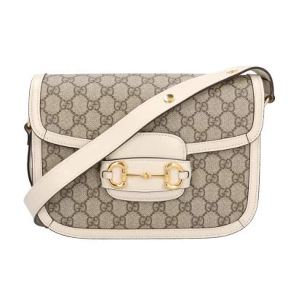 Gucci Horsebit Shoulder Bag GG Supreme Canvas Beige Cream